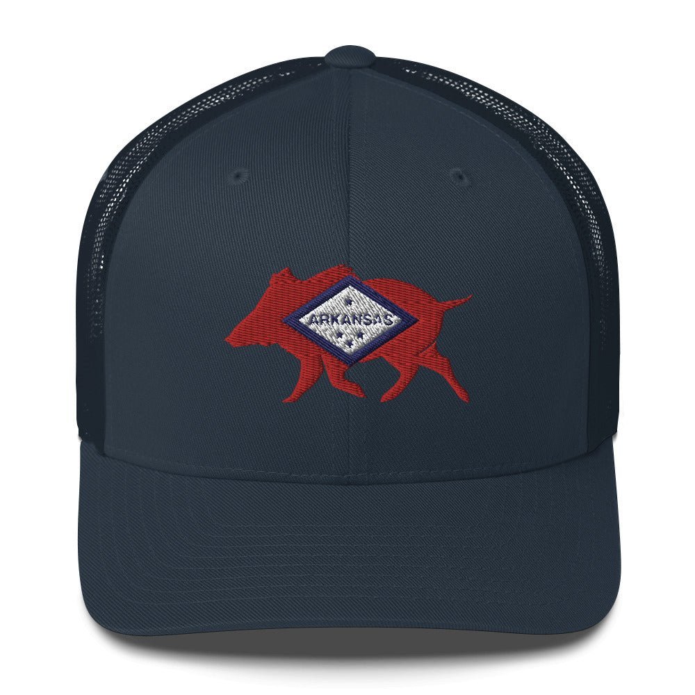 Arkansas Boar Embroidered Trucker Cap - Wilding Life