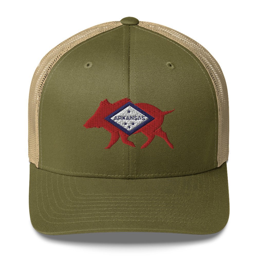 Arkansas Boar Embroidered Trucker Cap - Wilding Life