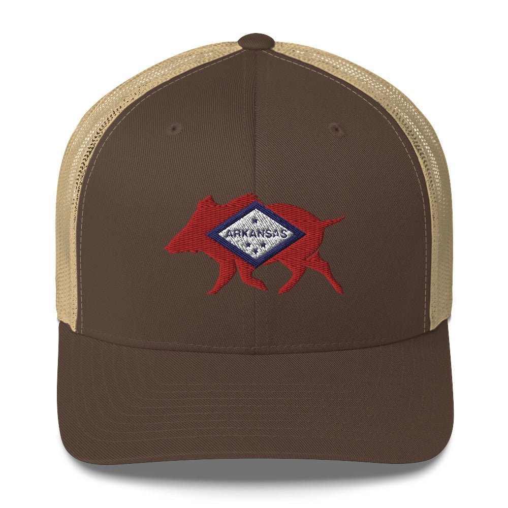 Arkansas Boar Embroidered Trucker Cap - Wilding Life