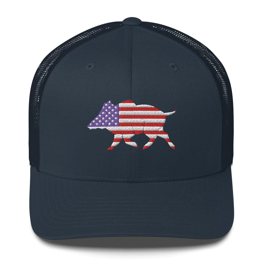 U.S.A. Boar Embroidered Trucker Cap - Wilding Life