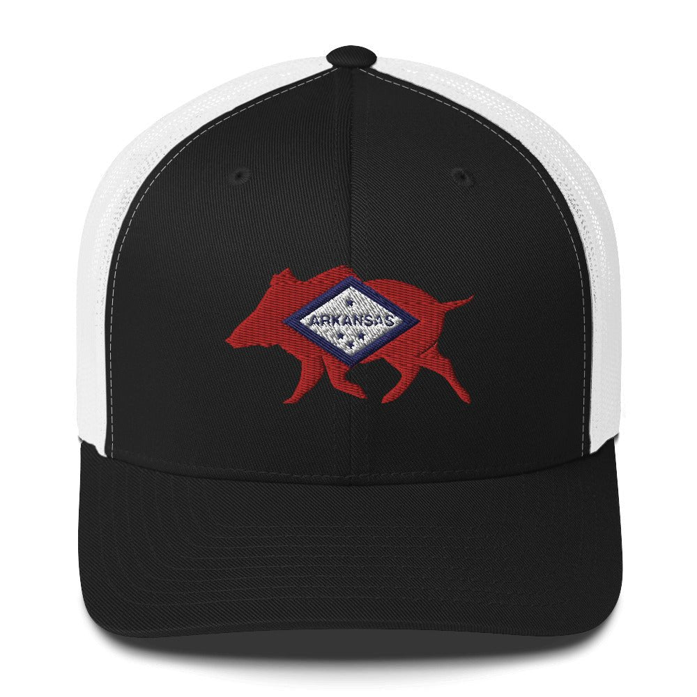 Arkansas Boar Embroidered Trucker Cap