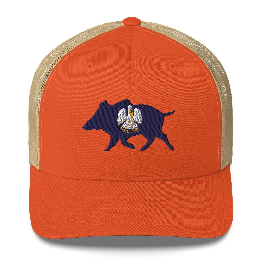 Louisiana Boar Embroidered Trucker Cap - Wilding Life