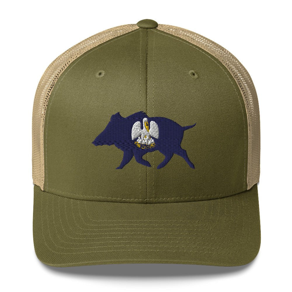 Louisiana Boar Embroidered Trucker Cap - Wilding Life