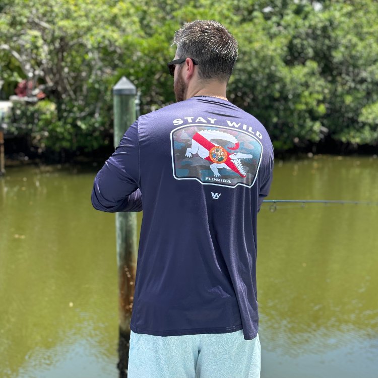 Stay Wild Florida Gator Long Sleeve Technical Tee - UPF 50+ - Wilding Life