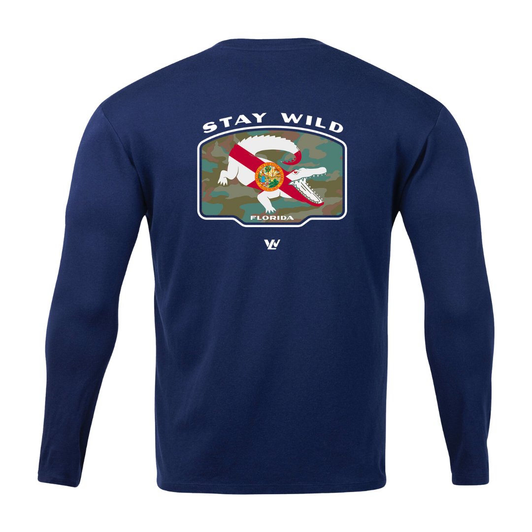 Stay Wild Florida Gator Long Sleeve Technical Tee - UPF 50+ - Wilding Life