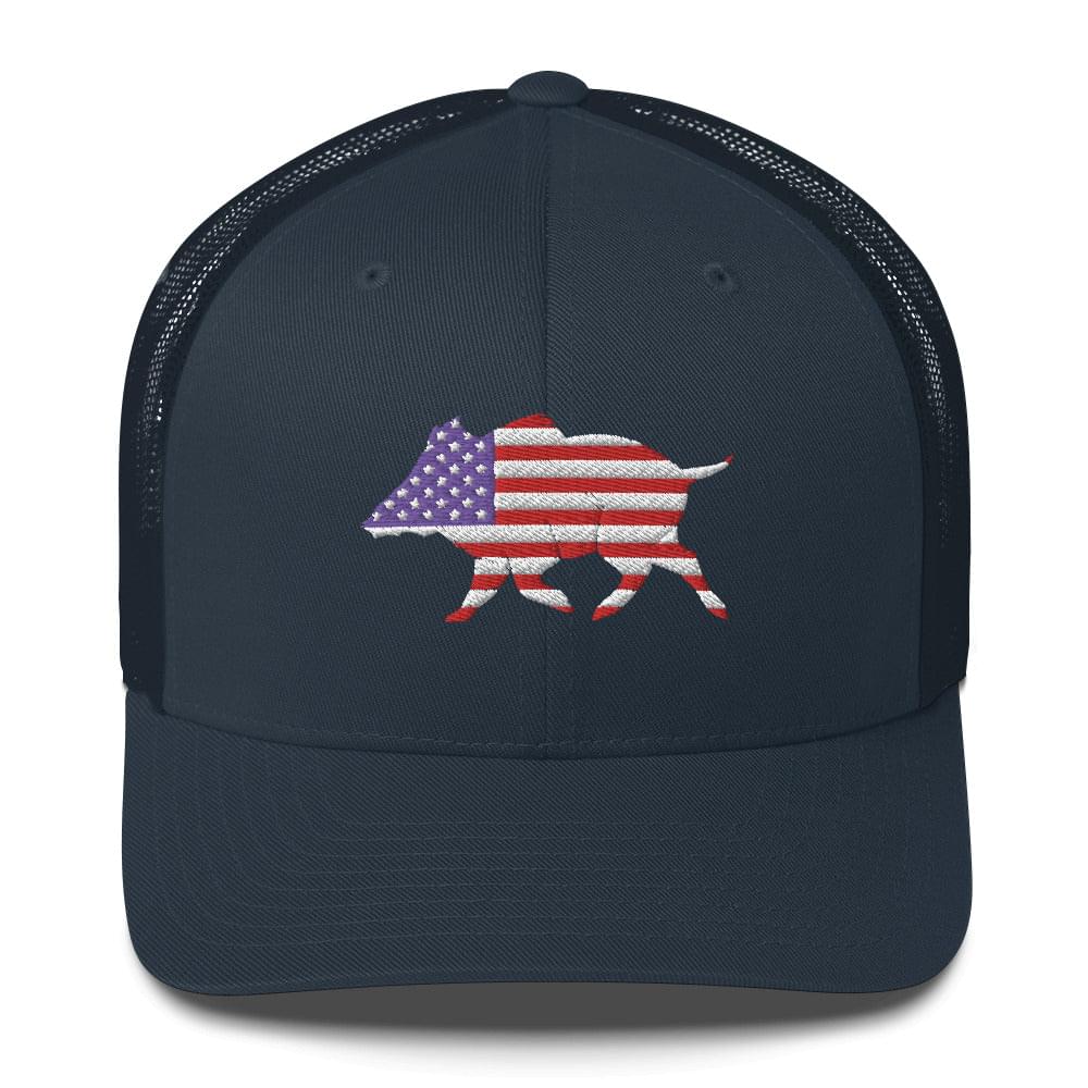 U.S.A. Boar Embroidered Trucker Cap - Wilding Life