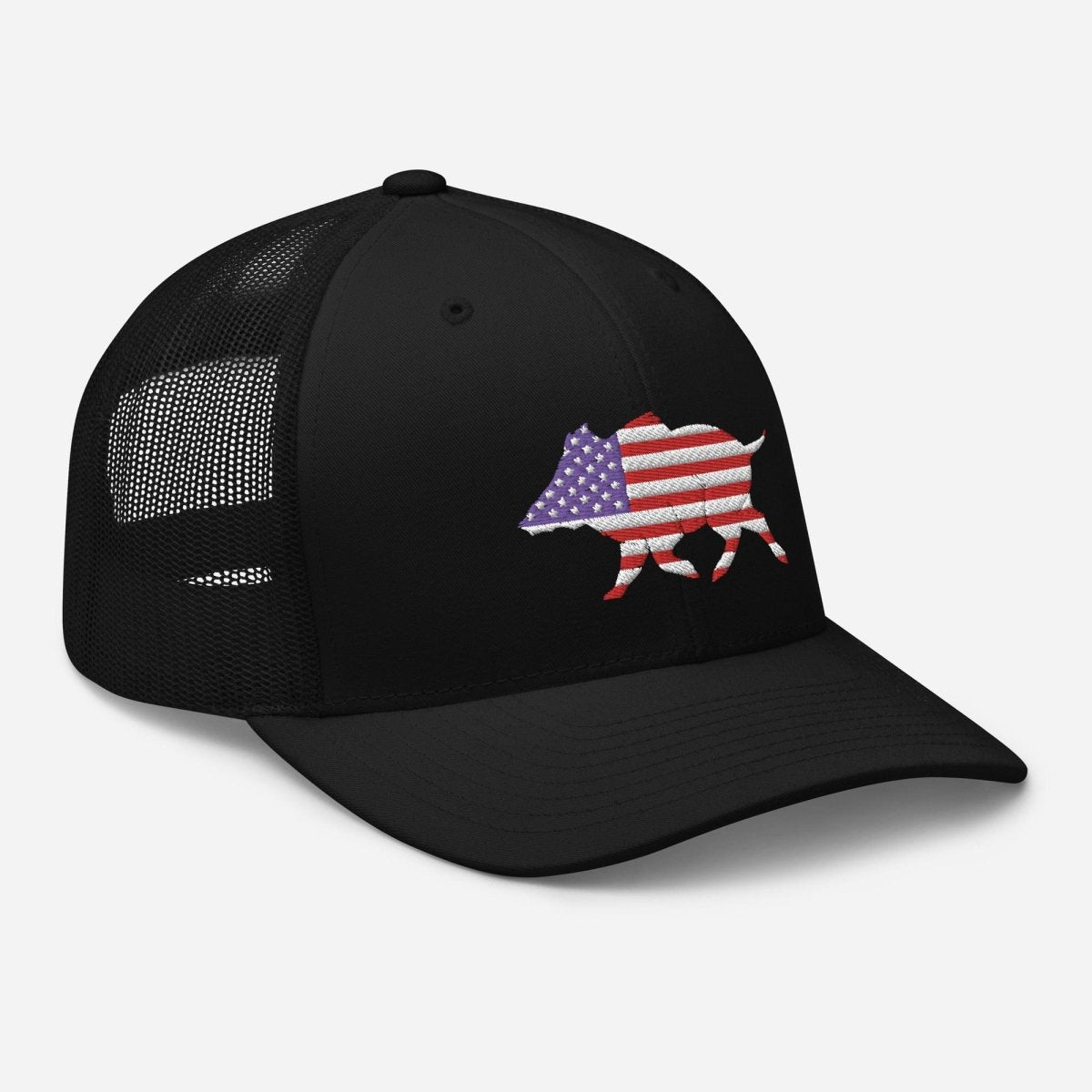 U.S.A. Boar Embroidered Trucker Cap - Wilding Life