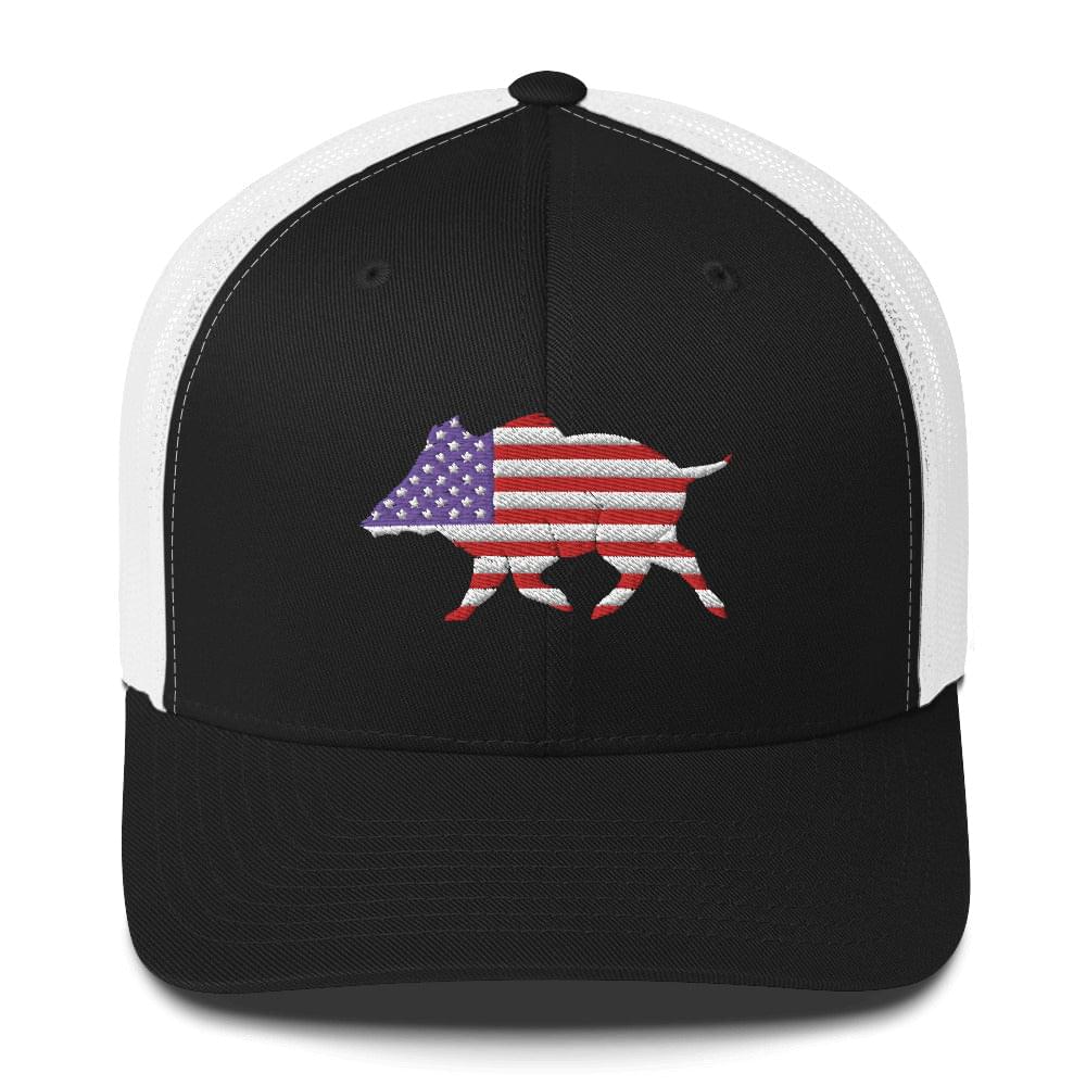 U.S.A. Boar Embroidered Trucker Cap - Wilding Life