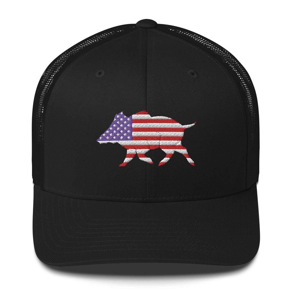 U.S.A. Boar Embroidered Trucker Cap - Wilding Life