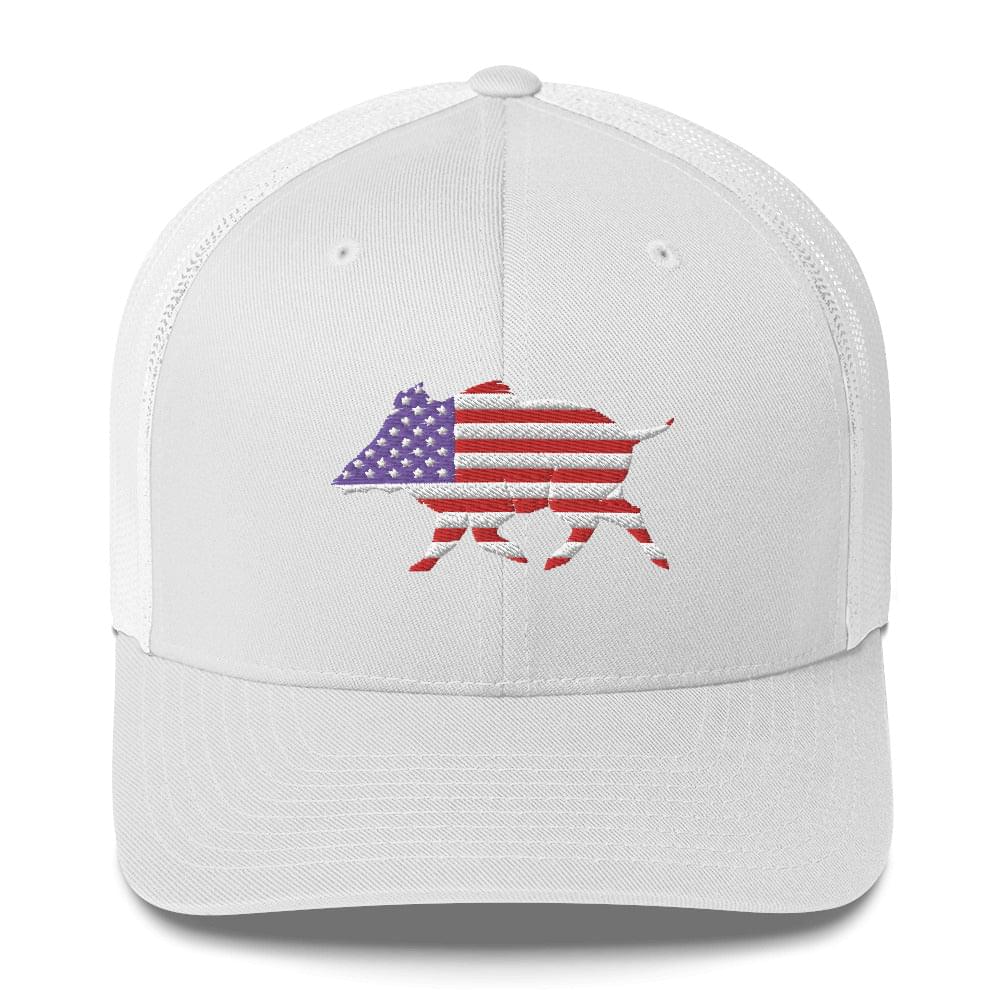 U.S.A. Boar Embroidered Trucker Cap - Wilding Life